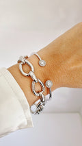 Silver Cz accents Halo Bracelet - view 4