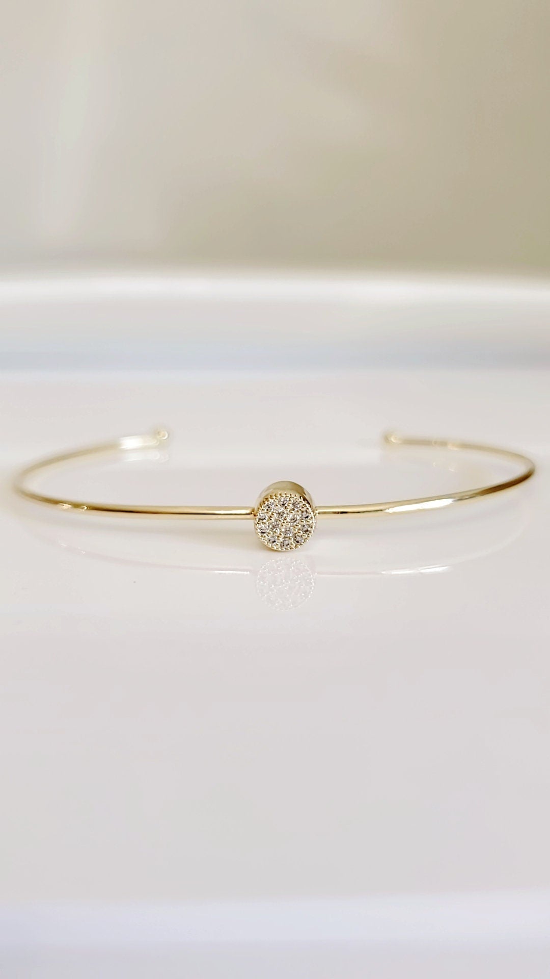 Dainty Gold Open Thin Bangle - view 8