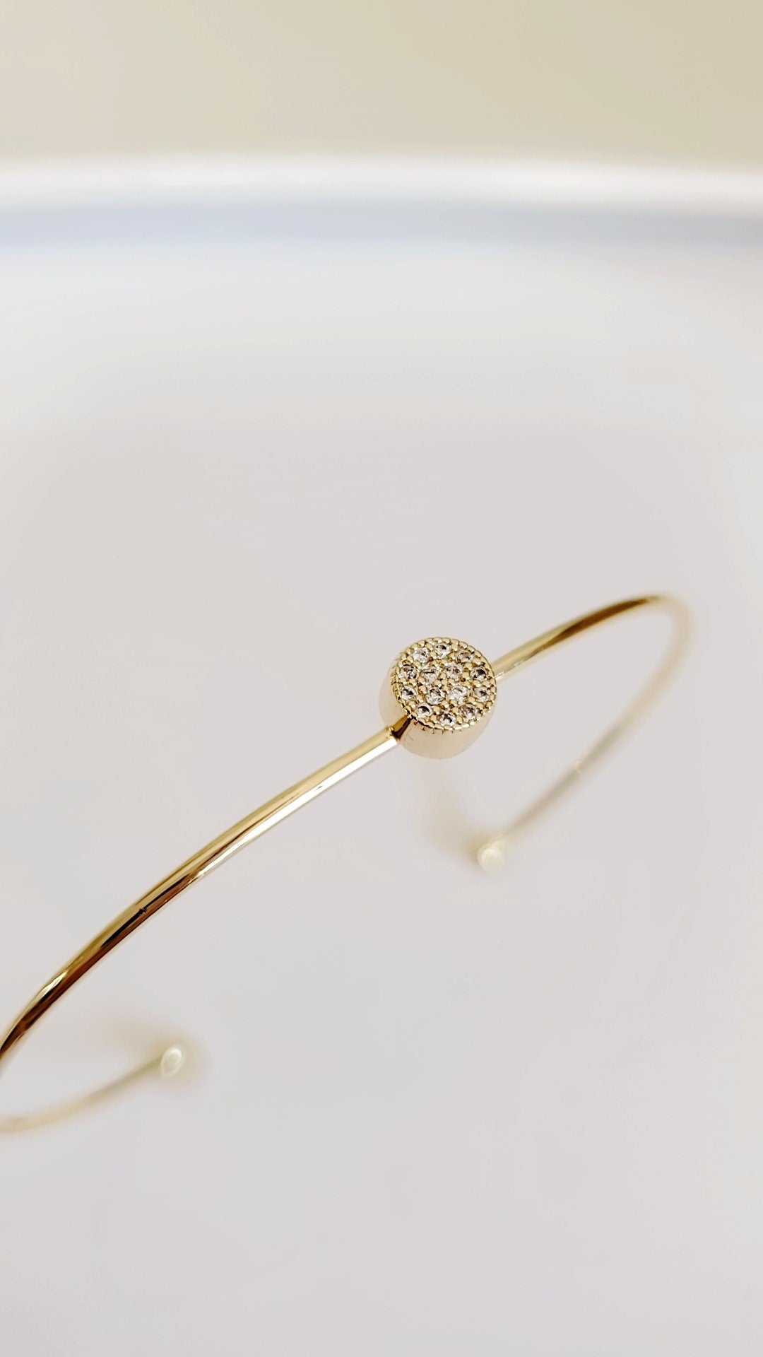 Dainty Gold Open Thin Bangle - view 9