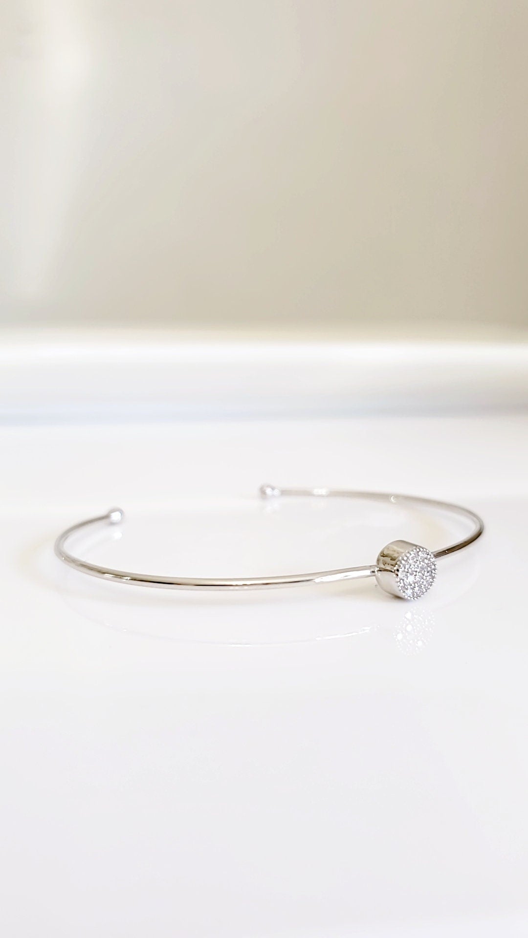 Dainty Silver Open Thin Bracelet - view 4