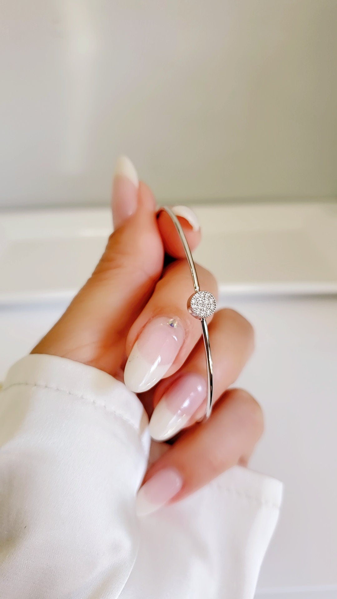 Dainty Silver Open Thin Bracelet - view 2