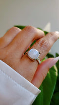 Sterling Silver Natural Rainbow Moonstone Ring - view 4
