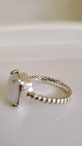 Sterling Silver Natural Rainbow Moonstone Ring - view 6