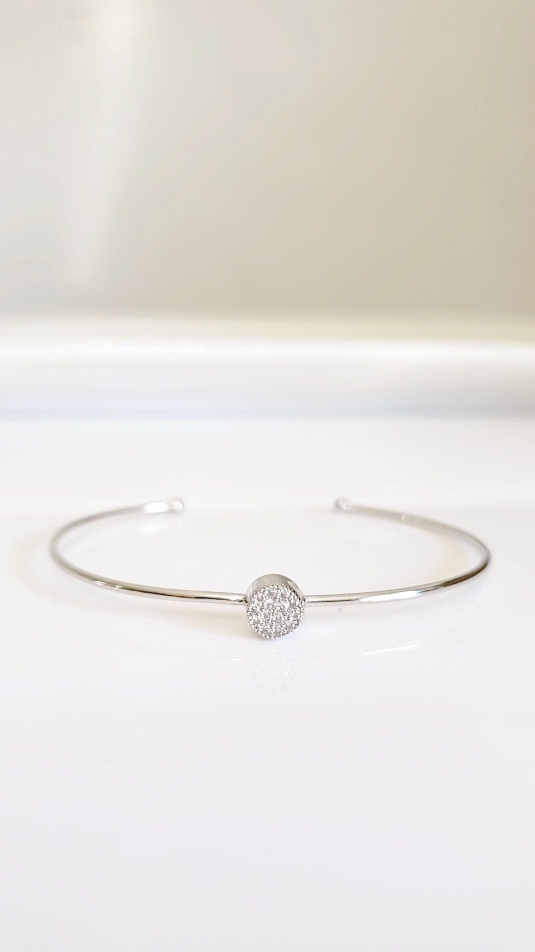 Dainty Silver Open Thin Bracelet - view 3