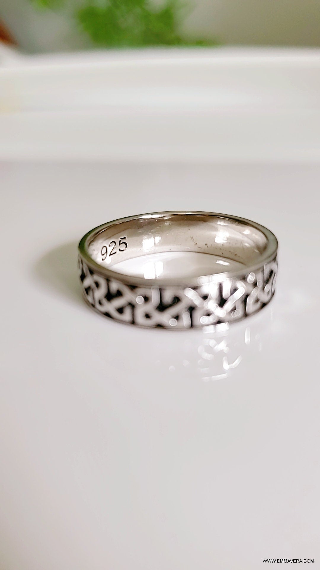 Sterling Silver 925 Celtic Oxidized Unisex Band Ring - view 4