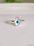 Sterling Silver Mother of Pearl Hamsa Evil Eye Hand Ring - view 7