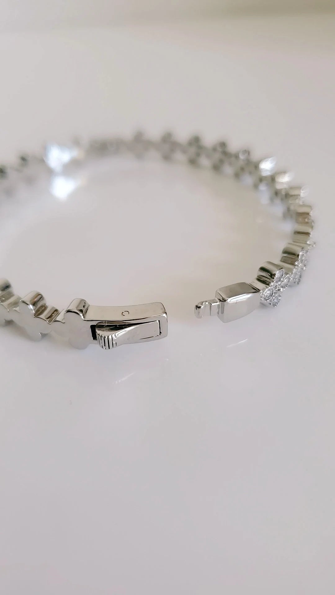 Silver Statement CZ Bangle Bracelet - view 6