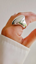 Sterling Silver Oval Dome Wide Art Deco Chunky Ring - view 5