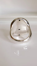 Sterling Silver Oval Dome Wide Art Deco Chunky Ring - view 8