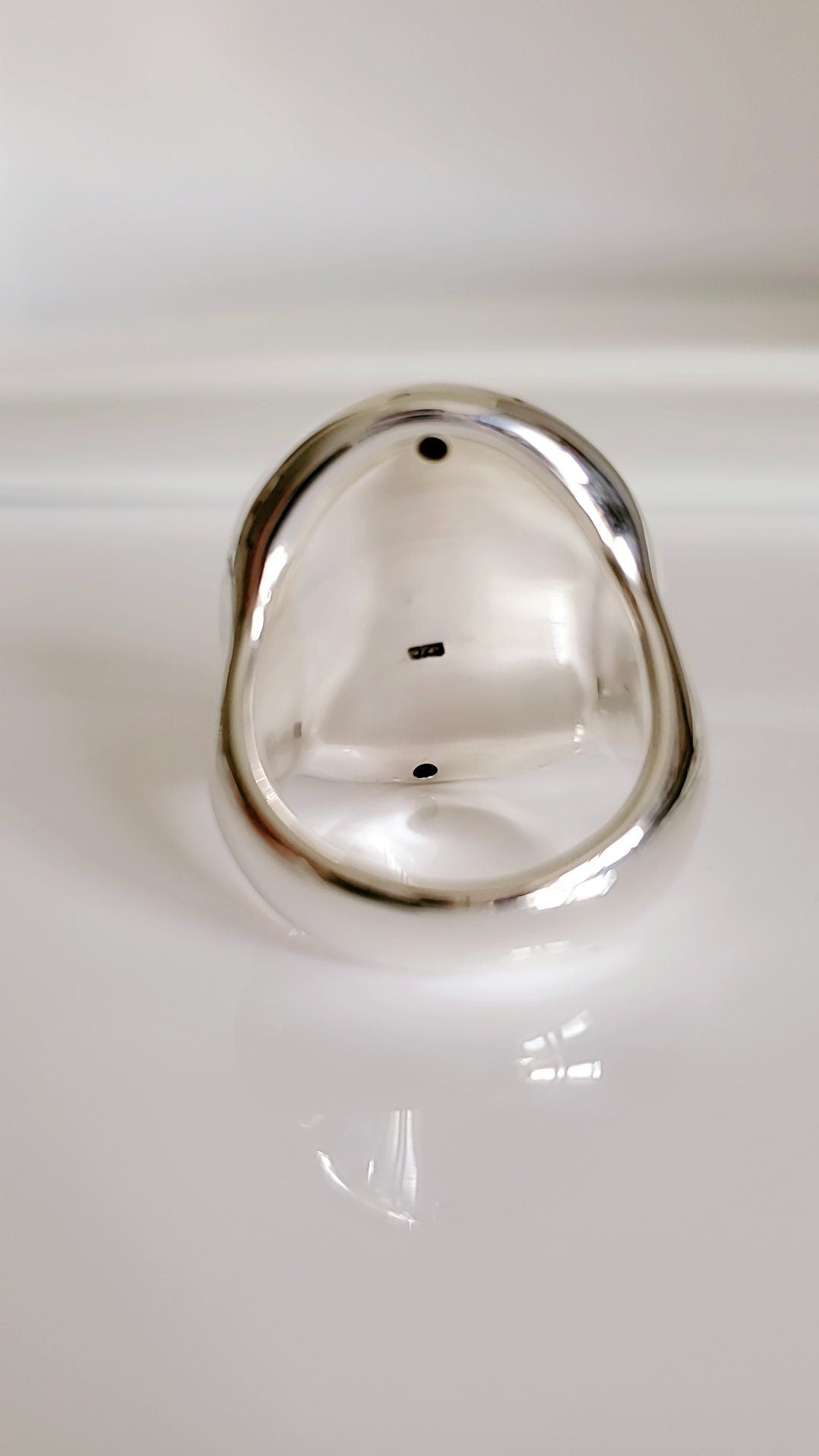 Sterling Silver Oval Dome Wide Art Deco Chunky Ring - view 8