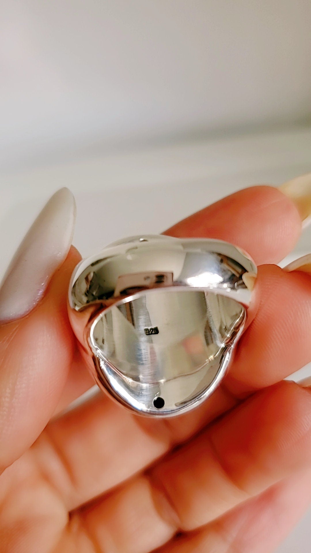 Sterling Silver Oval Dome Wide Art Deco Chunky Ring - view 6