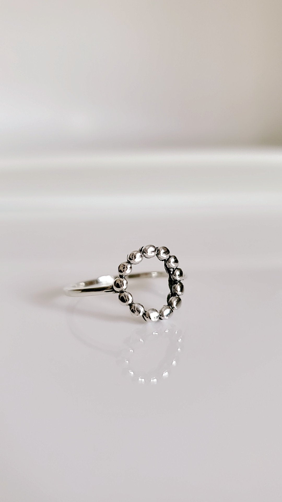 Sterling Silver Bali Beaded Circle Ring - view 5