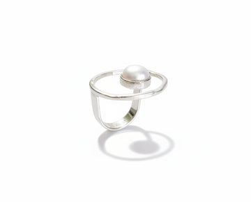 Sterling Silver 925 Fresh Water Floating Pearl Statement Ring