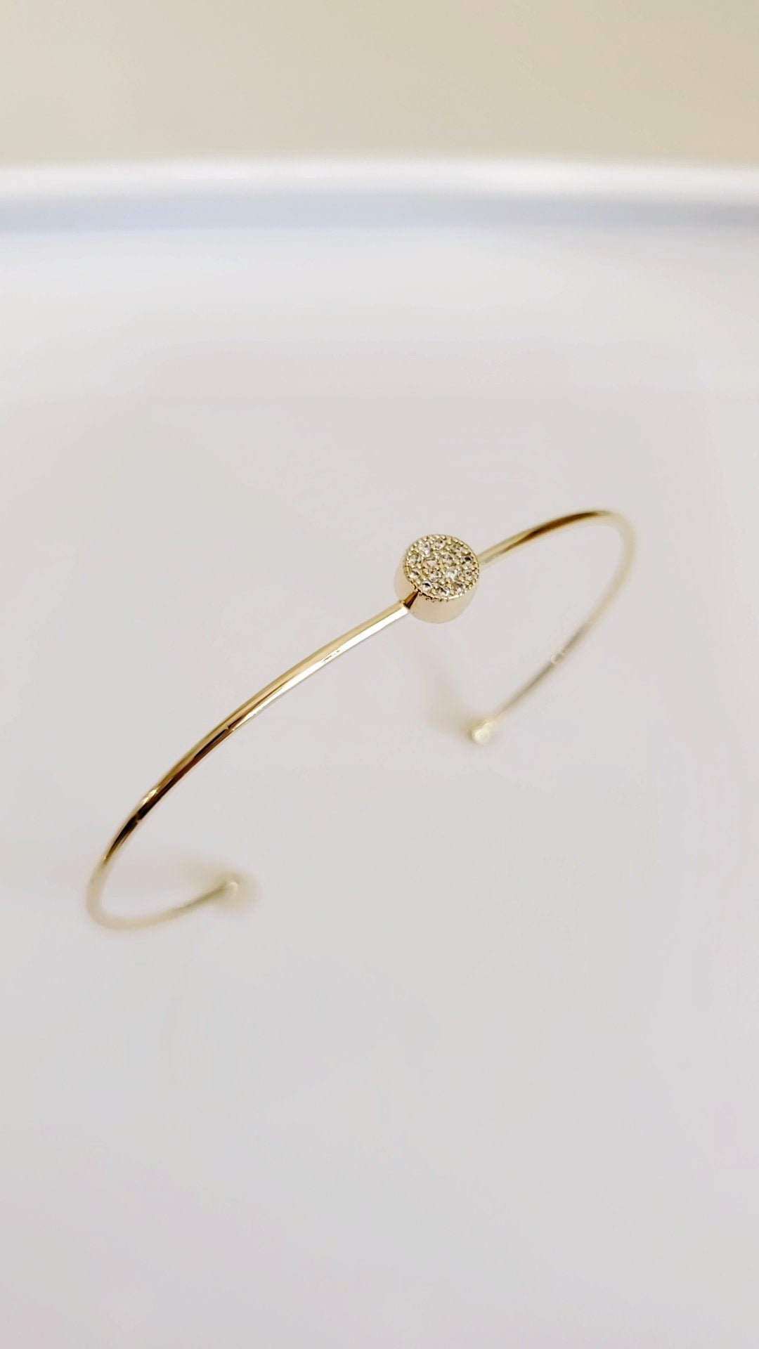 Dainty Gold Open Thin Bangle - view 6