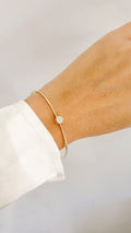 Dainty Gold Open Thin Bangle - view 3