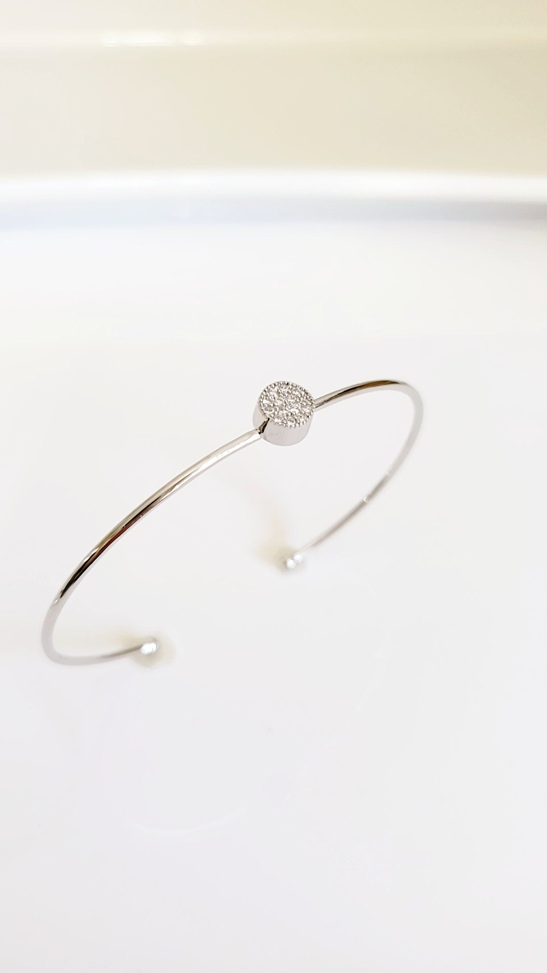 Dainty Silver Open Thin Bracelet - view 6
