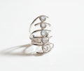 Sterling Silver Natural Moonstone Bold Shield Ring
