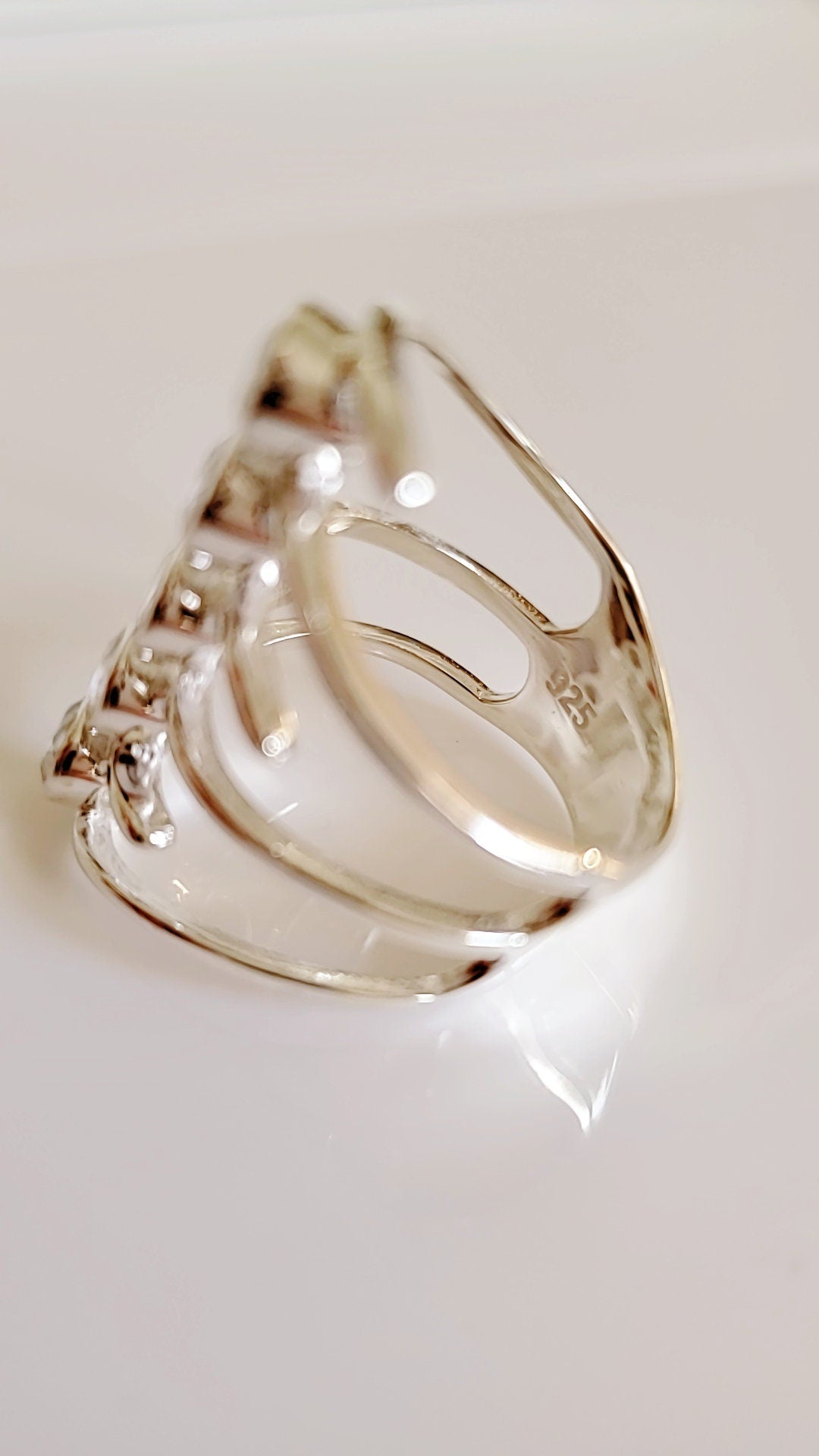 Sterling Silver Natural Moonstone Bold Shield Ring - view 5