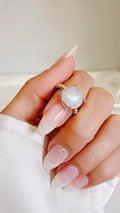 Sterling Silver Natural Rainbow Moonstone Ring - view 3