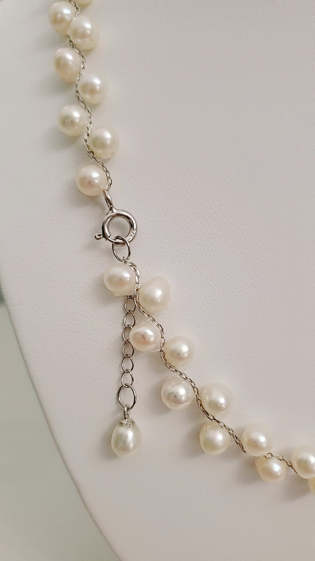 Sterling Silver Genuine Freshwater Pearl Necklace - view 6