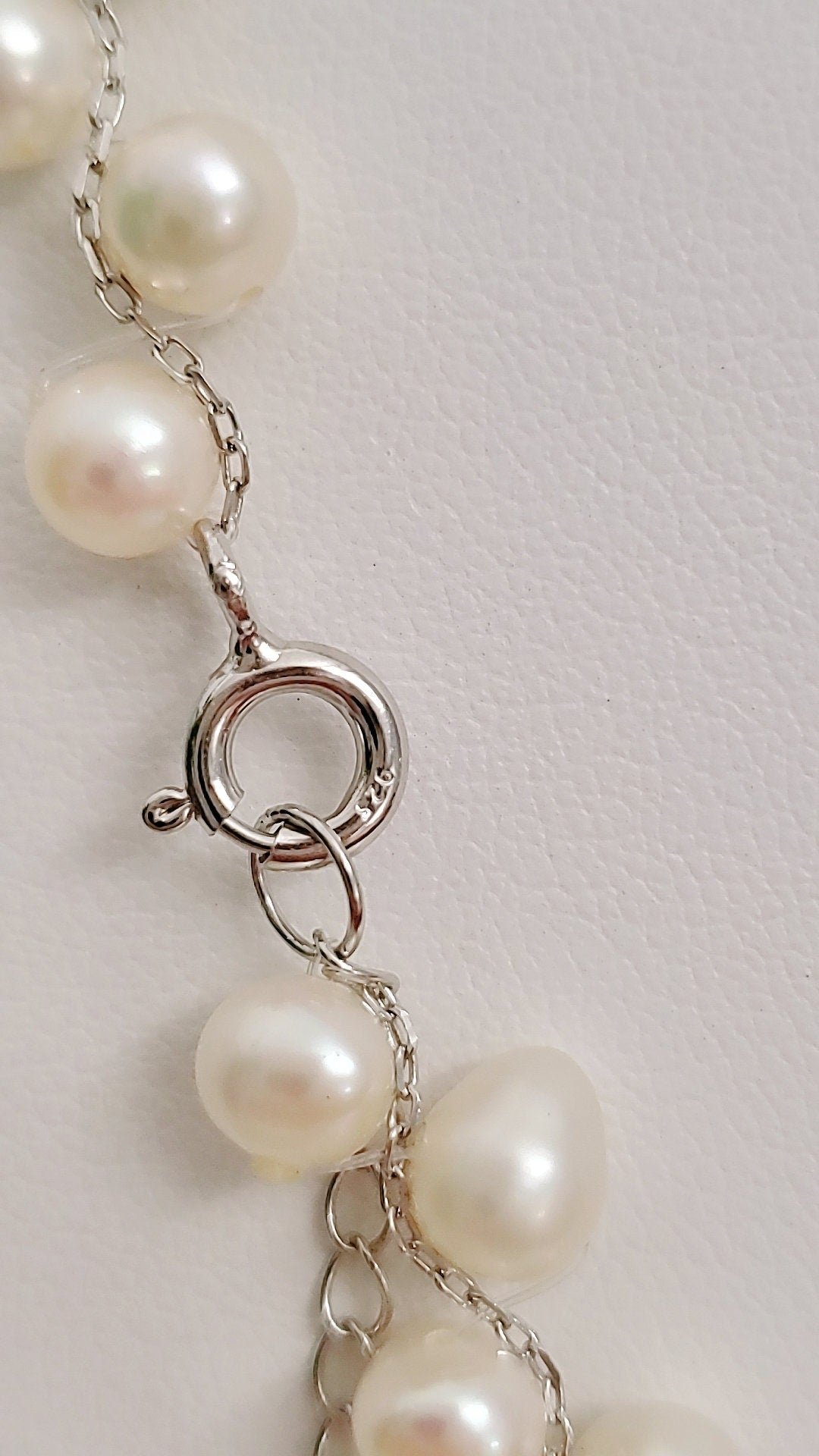 Sterling Silver Genuine Freshwater Pearl Necklace - view 5