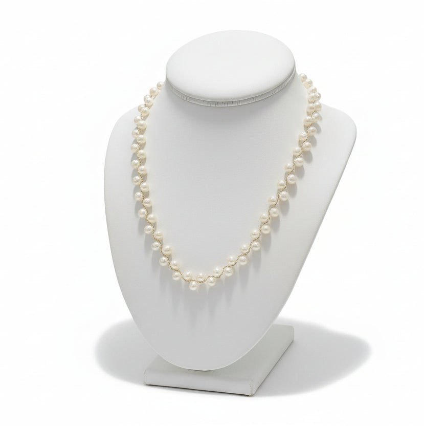 Sterling Silver Genuine Freshwater Pearl Necklace - view 2