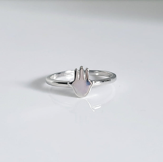 Sterling Silver Dainty Hamsa Hand Ring - view 5