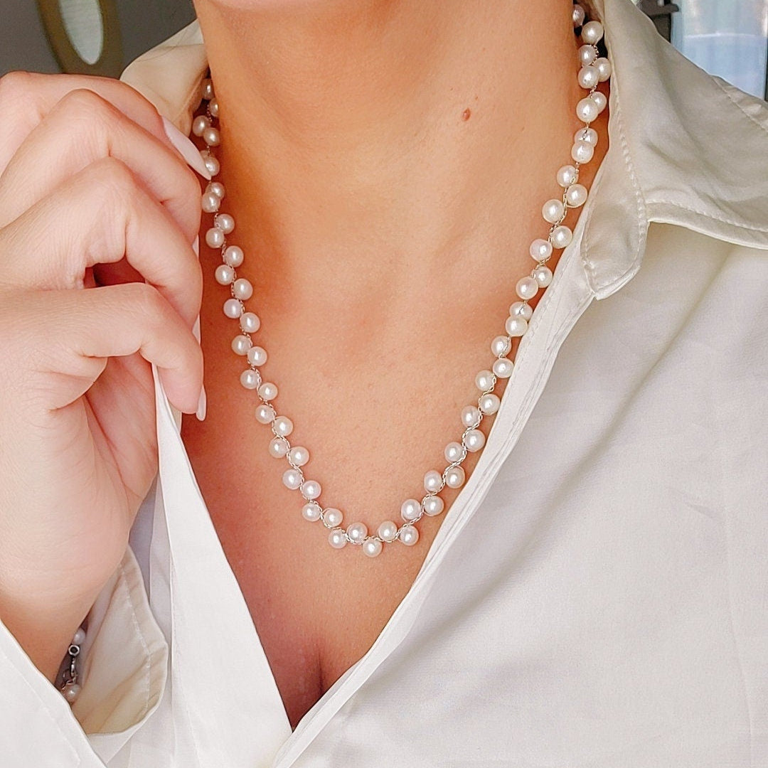 Sterling Silver Genuine Freshwater Pearl Necklace