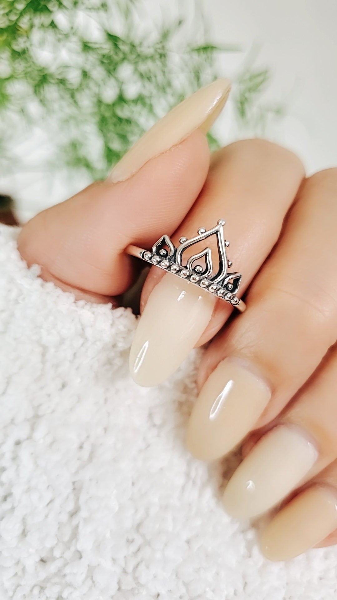 Sterling Silver Beaded Henna Mandala Ring - view 6