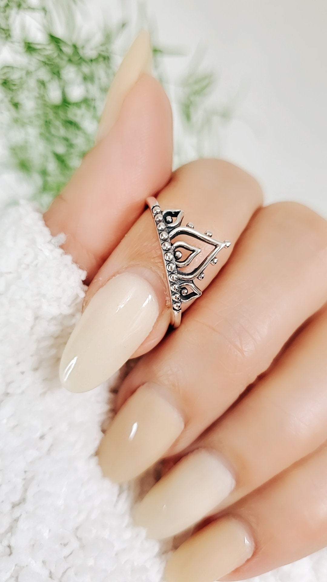 Sterling Silver Beaded Henna Mandala Ring - view 9