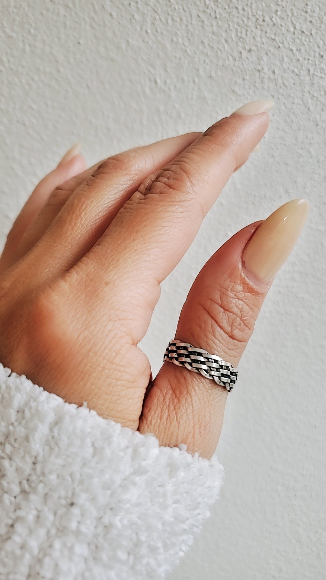 Sterling Silver Unisex Oxidized Braided Ring - view 5