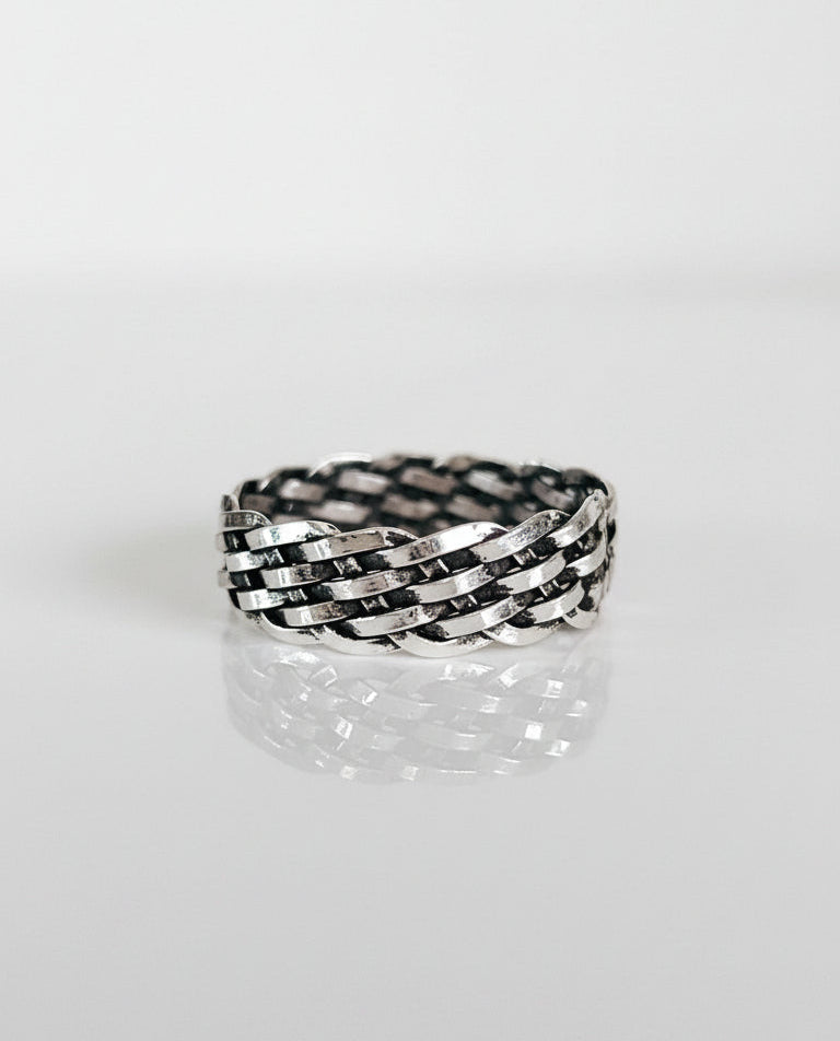Sterling Silver Unisex Oxidized Braided Ring - view 4