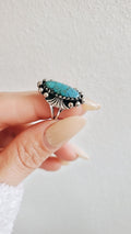 Sterling Silver Vintage Oval Turquoise Bali Ring - view 6