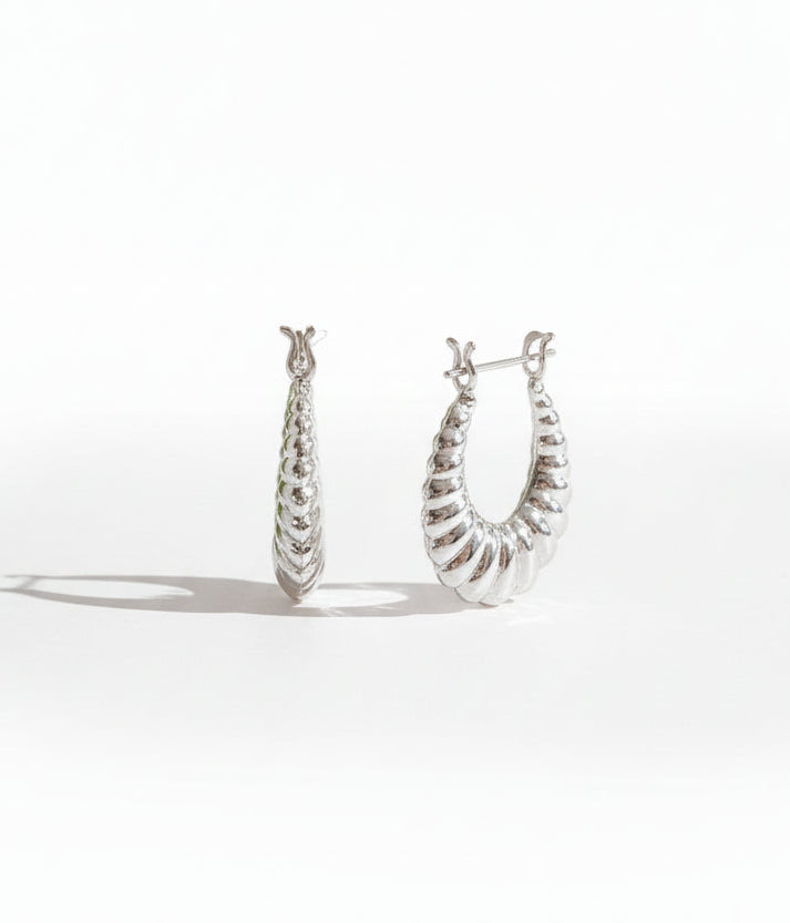 Sterling Silver 925 Croissant Hoop Earrings