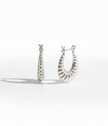 Sterling Silver 925 Croissant Hoop Earrings