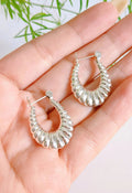 Sterling Silver 925 Croissant Hoop Earrings - view 3