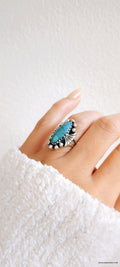 Sterling Silver Vintage Oval Turquoise Bali Ring - view 4