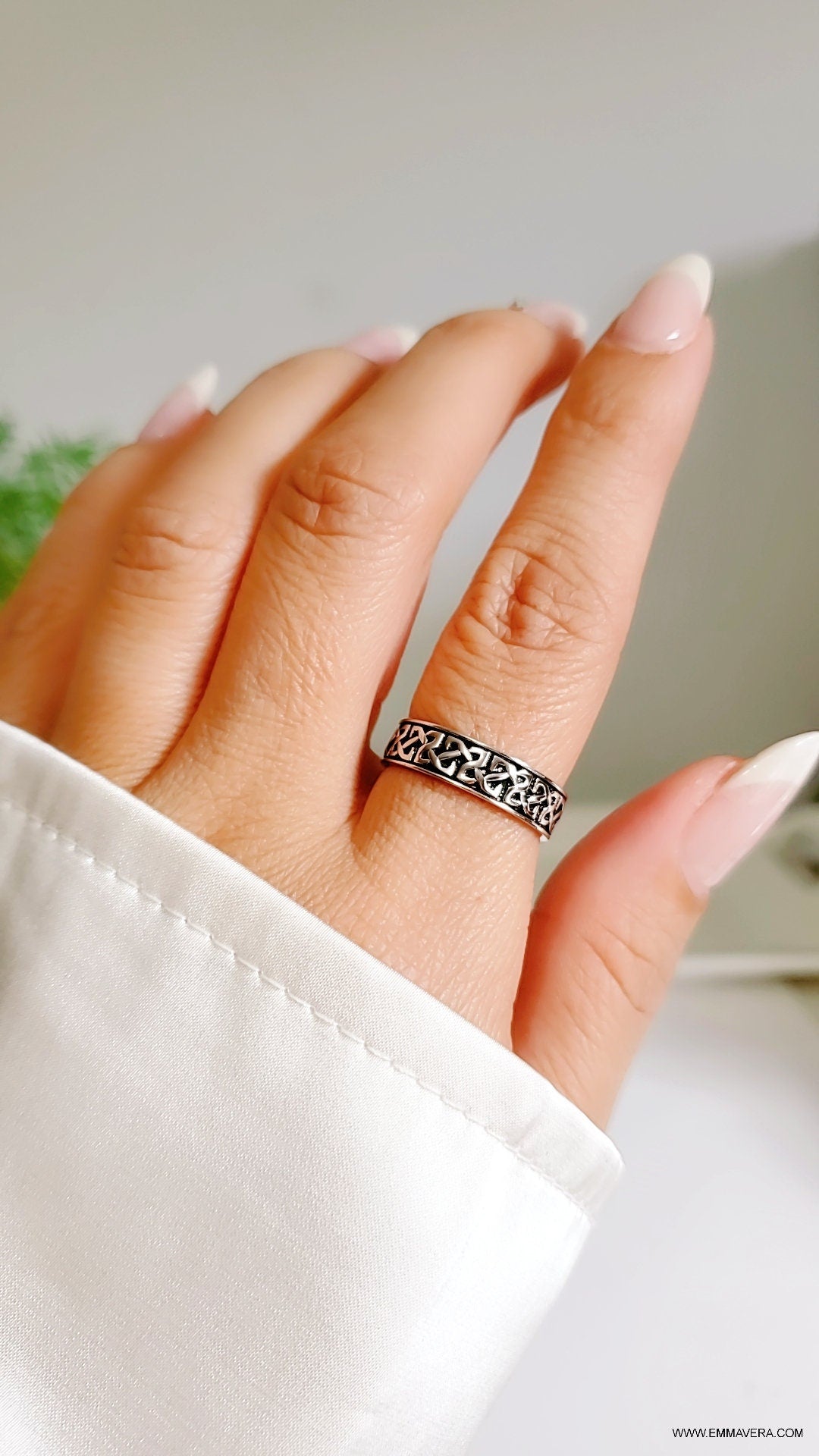 Sterling Silver 925 Celtic Oxidized Unisex Band Ring - view 7