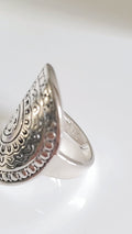 Sterling Silver 925 Chunky Bohemian Shield Ring - view 4