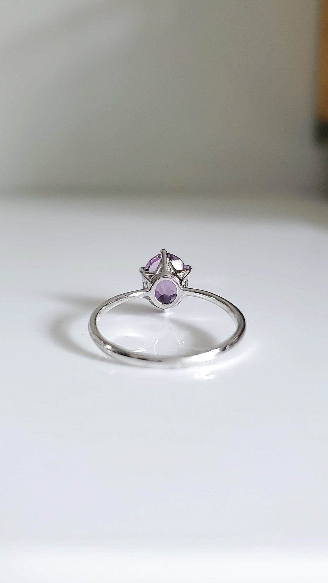 Sterling Silver Natural Amethyst Ring - view 8