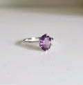 Sterling Silver Natural Amethyst Ring - view 7