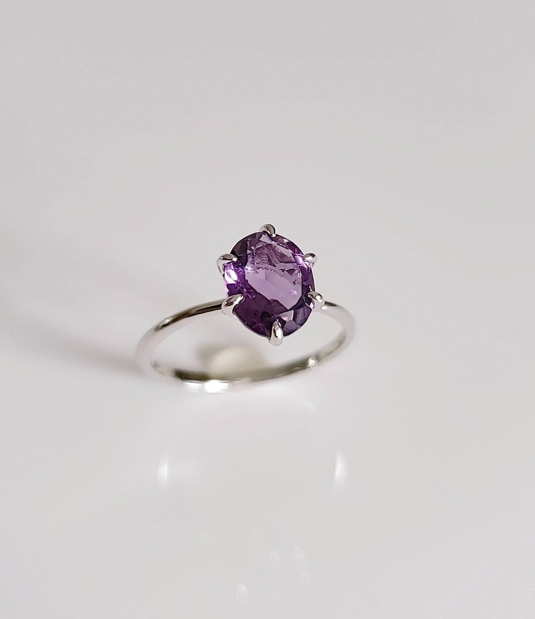 Sterling Silver Natural Amethyst Ring - view 9