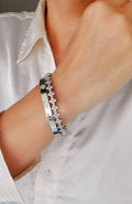 Silver Statement CZ Bangle Bracelet - view 2