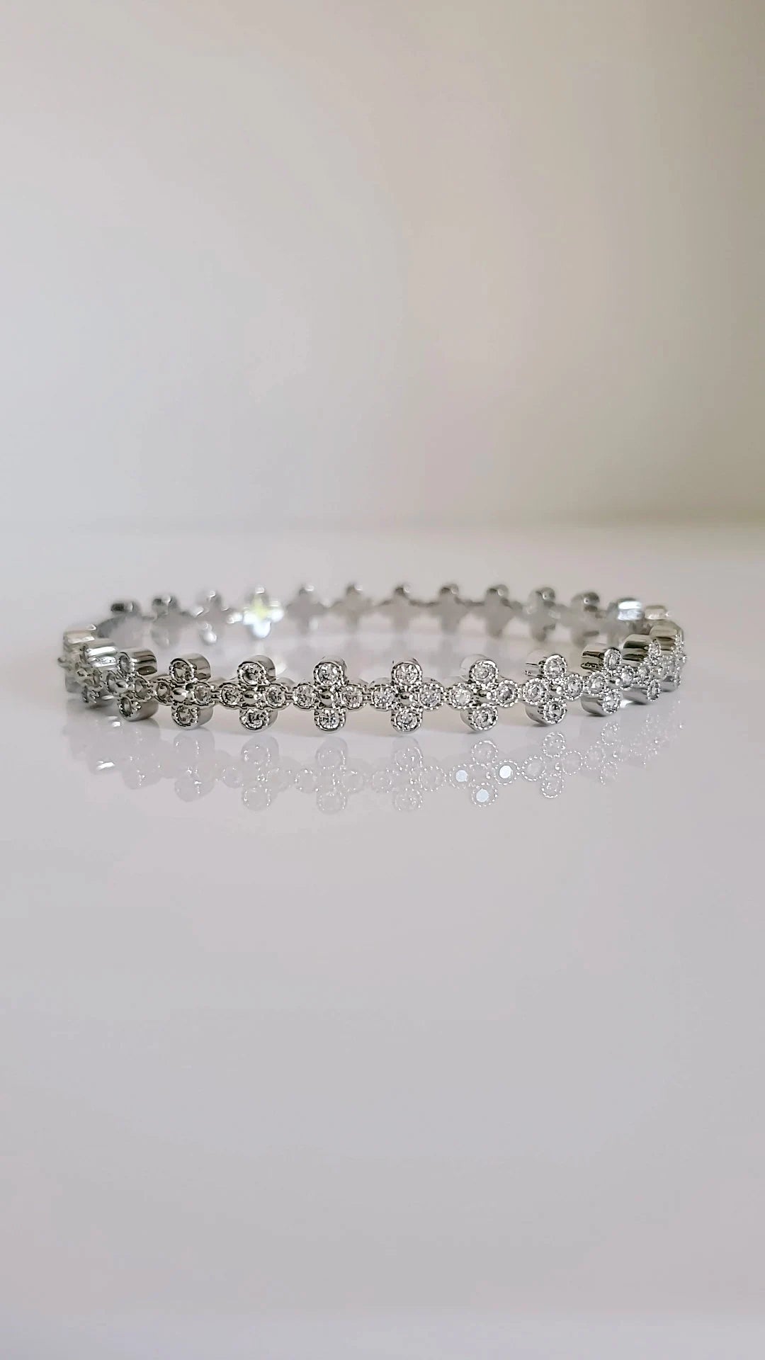 Silver Statement CZ Bangle Bracelet - view 3