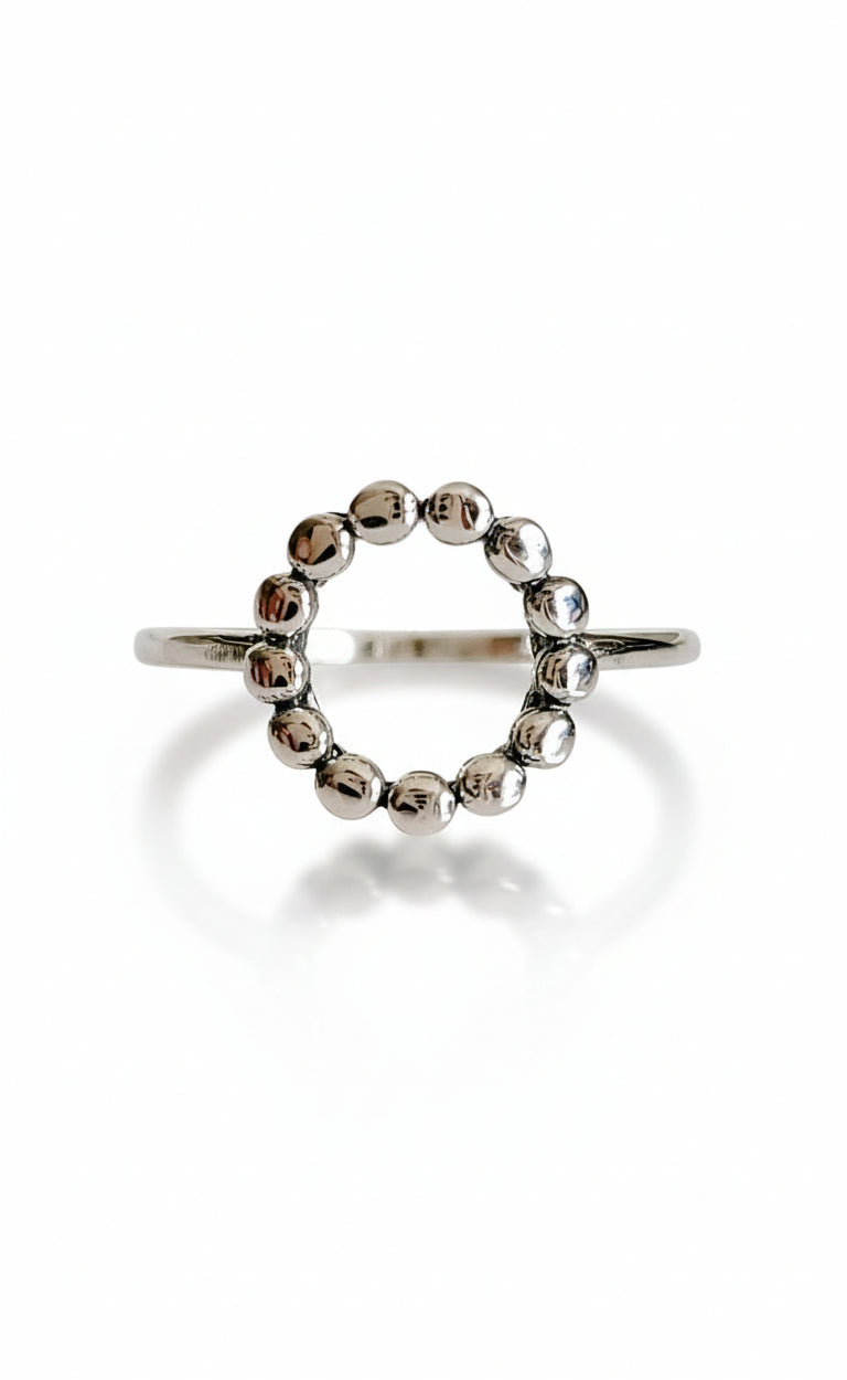 Sterling Silver Bali Beaded Circle Ring