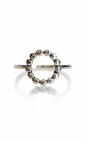 Sterling Silver Bali Beaded Circle Ring