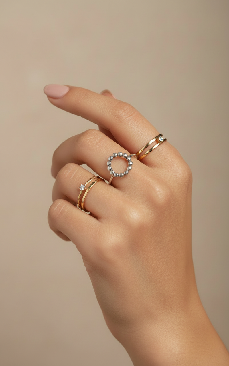 Sterling Silver Bali Beaded Circle Ring - view 4