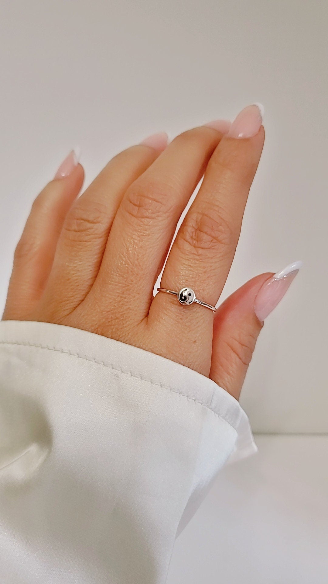 Sterling Silver Dainty Yin Yang Ring - view 4