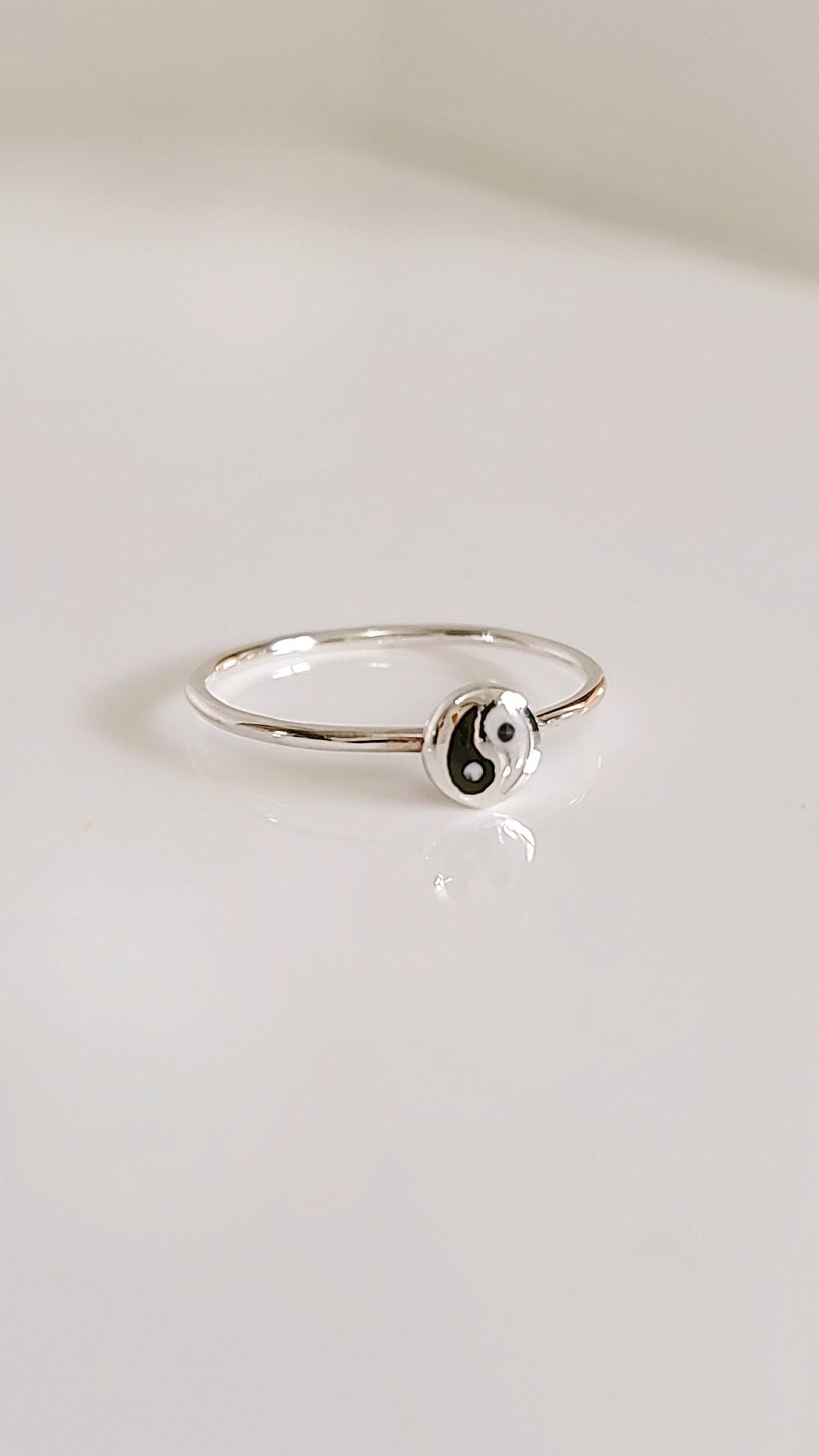 Sterling Silver Dainty Yin Yang Ring - view 7
