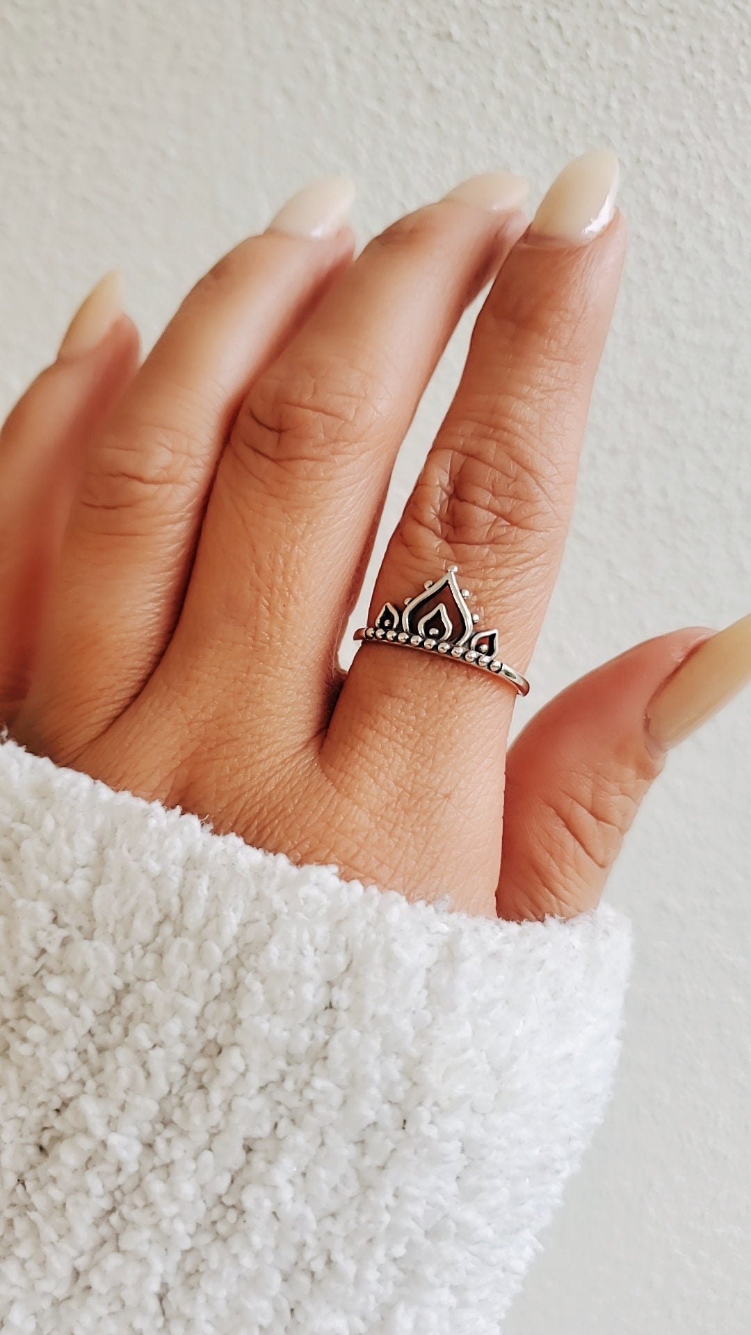 Sterling Silver Beaded Henna Mandala Ring - view 4